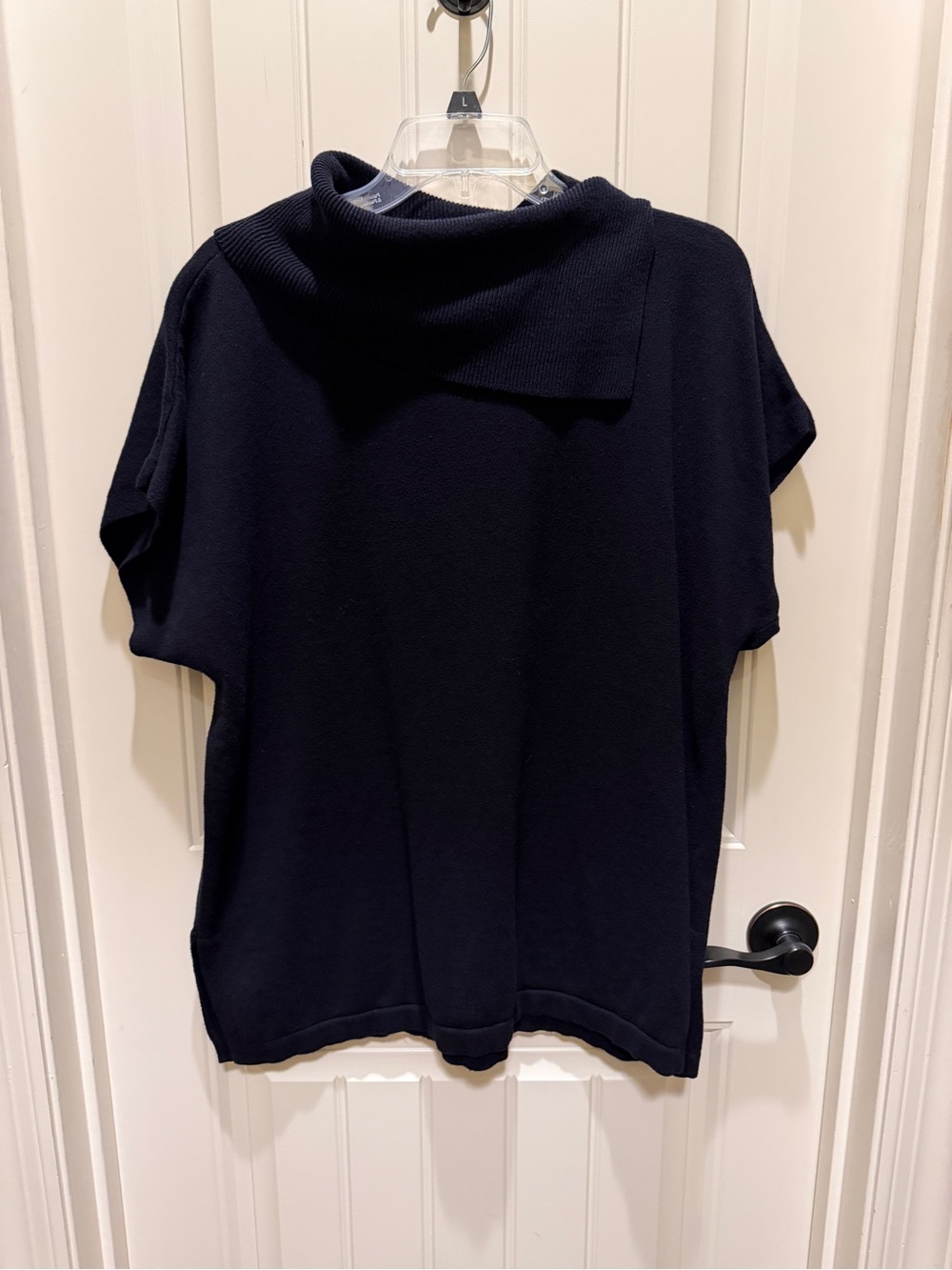 Vince Camuto Black Short-Sleeve Cowl Neck Sweater